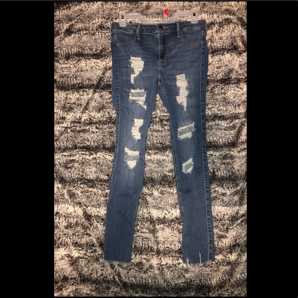 lightly worn Hollister ripped high waisted jeans